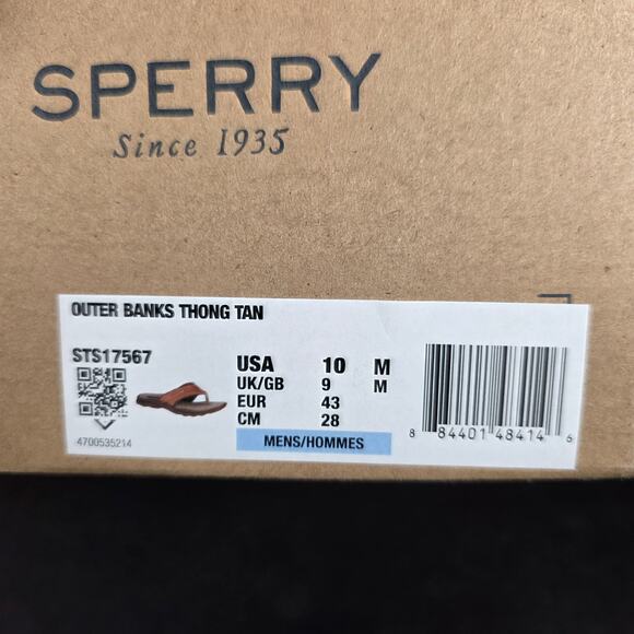 SPERRY Top-Sider Mens Outter Banks STS17567  Sandals TanFlip Flops NWT im Box main image 5